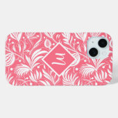 トロピカルピンク花柄ダイヤモンドモノグラム Case-Mate iPhoneケース (裏面 (横))