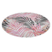 トロピカルピンク葉グリーン水色 カッティングボード (角)