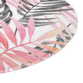 トロピカルピンク葉グリーン水色 カッティングボード (角)