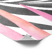 トロピカルピンク葉グリーン水色 ポスター (角)