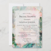 トロピカルピンク赤面ハイビスカスフラワーズブライダルシャワー 招待状 (正面)