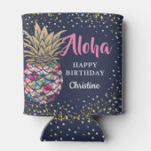 トロピカルピンク金ゴールドパイナップルビーチパーティー 缶クーラー (裏面)