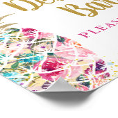 トロピカルピンク金ゴールドパイナップルフローラデザートバー ポスター (角)