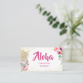 トロピカルピンク金ゴールドパイナップルフローラ名刺 名刺 (スタンド正面)