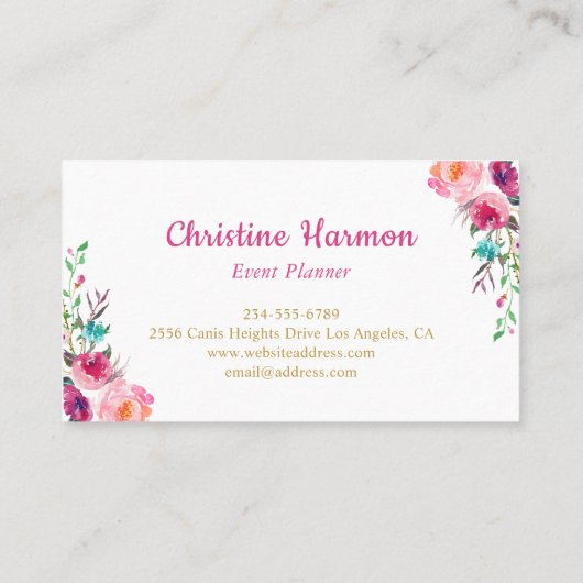 トロピカルピンク金ゴールドパイナップルフローラ名刺 名刺 (裏面)