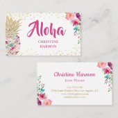 トロピカルピンク金ゴールドパイナップルフローラ名刺 名刺 (正面/裏面)