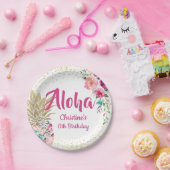 トロピカルピンク金ゴールドパイナップルフローラ紙プレート ペーパープレート (パーティー)