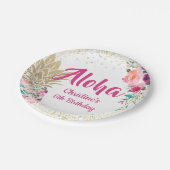 トロピカルピンク金ゴールドパイナップルフローラ紙プレート ペーパープレート (アングル)