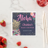 トロピカルピンク金ゴールドパイナップル海軍ブルーベビーシャワー スタンダードカクテルナプキン (インサイチュ)