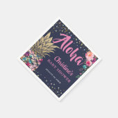 トロピカルピンク金ゴールドパイナップル海軍ブルーベビーシャワー スタンダードカクテルナプキン (角)