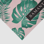 トロピカルピンク&グリーンパーム葉のパターン&名前 薄葉紙 (詳細)