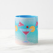 トロピカルピンク&ブルーカクテル抽象芸術海 マグカップ (中央)
