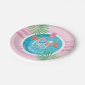 トロピカルピンク&ブルーサマー誕生日プールパーティー ペーパープレート (アングル)