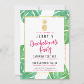 トロピカルピンク&金ゴールドパイナップルバチェロレッテ 招待状 (正面)