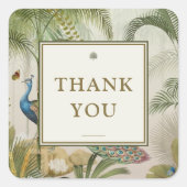 トロピカルピーコックパームサンキュー結婚ズ スクエアシール (正面)