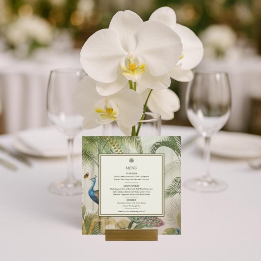 トロピカルピーコックパームスクエア結婚のメニューカード メニュー