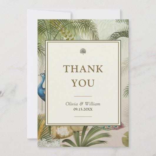 トロピカルピーコックパーム空白の結婚s Thank You サンキューカード (正面)