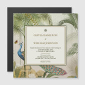 トロピカルピーコックパーム結婚式招待状磁石 (正面/裏面)