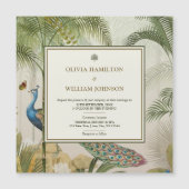 トロピカルピーコックパーム結婚式招待状磁石 (正面)