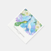 トロピカルピーコックフラワル|ボホボタニカルモノグラム スタンダードカクテルナプキン (角)