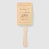 トロピカルピーチアンドティール（緑がかった色）結婚式 プログラム ハンドファン (正面)