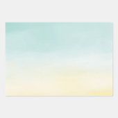 トロピカルピーチイエローハイビスカスフラワーズミントグラデーション ラッピングペーパーシート (正面3)