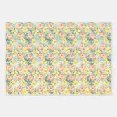 トロピカルピーチイエローハイビスカスフラワーズミントグラデーション ラッピングペーパーシート (正面)