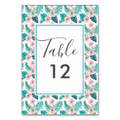 トロピカルピーチピンクフローラハワイアンビーチ結婚式 テーブルナンバー (裏面)