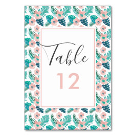 トロピカルピーチピンクフローラハワイアンビーチ結婚式 テーブルナンバー