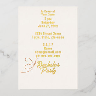 トロピカルピーチフラワーズバチェラー 箔招待状