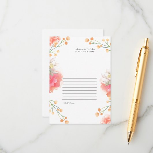 トロピカルピーチフラワーブライド結婚ズアドバイス エンクロージャーカード (正面/裏面インサイチュ)