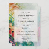 トロピカルピーチホワイトハイビスカスフローラブライダルシャワー 招待状 (正面/裏面)