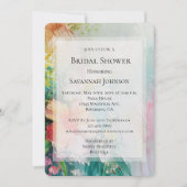 トロピカルピーチホワイトハイビスカスフローラブライダルシャワー 招待状 (正面)