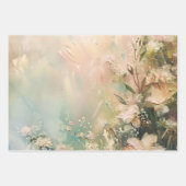 トロピカルピーチホワイトハイビスカスフローララブ ラッピングペーパーシート (正面2)