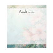 トロピカルピーチホワイトハイビスカスフローラ ノートパッド (正面)