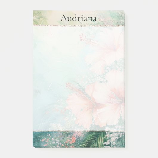 トロピカルピーチホワイトハイビスカスフローラ ポストイット (正面)