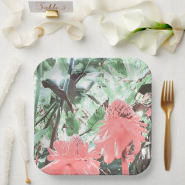 トロピカルピーチ庭園の結婚式スクエア ペーパープレート