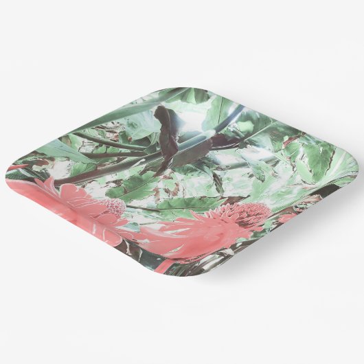 トロピカルピーチ庭園の結婚式スクエア ペーパープレート (傾斜あり)