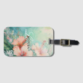 トロピカルピーチ ホワイトハイビスカス フラワーラブ ラゲッジタグ (正面横)
