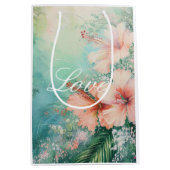 トロピカルピーチ ホワイトハイビスカス フローラルラブ ミディアムペーパーバッグ (正面)