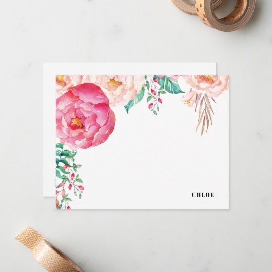 トロピカルピーニーガーデン | ひなパーソナライズされた形 ノートカード (正面/裏面インサイチュ)