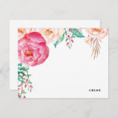 トロピカルピーニーガーデン | ひなパーソナライズされた形 ノートカード (正面/裏面)