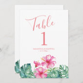 トロピカルピ結婚ンクフローラの表番号 招待状 (正面/裏面)