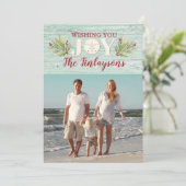 トロピカルファミリークリスマスホリデービーチカード 招待状 (スタンド正面)