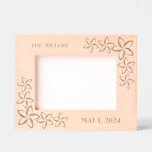 トロピカルファミリーバケーションプルメリア レーザー彫刻フレーム (正面)