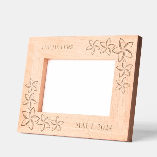 トロピカルファミリーバケーションプルメリア レーザー彫刻フレーム (左)
