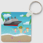 トロピカルファミリービーチクルーズおもしろい キーホルダー (裏面)