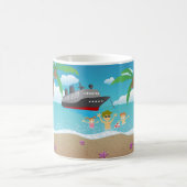 トロピカルファミリービーチクルーズおもしろい コーヒーマグカップ (中央)
