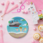 トロピカルファミリービーチクルーズおもしろい ペーパープレート (パーティー)