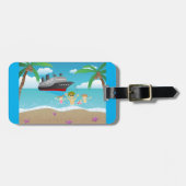トロピカルファミリービーチクルーズおもしろい ラゲッジタグ (正面横)